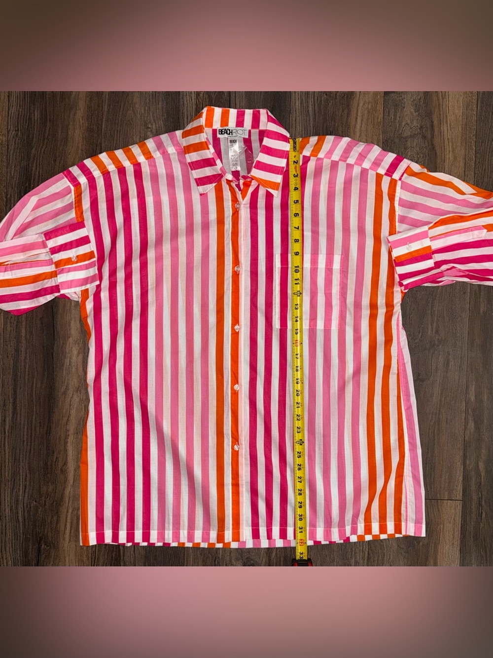 Beach Riot Alexa Top Sunset Stripes Swim Coverup Pink Orange PL NWOT - Picture 7 of 8